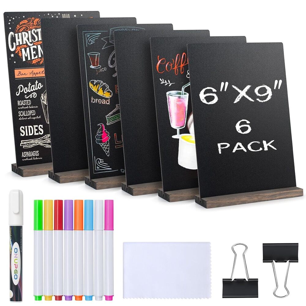 Mini Chalkboard Signs, 6 x 9 Inch Vintage Tabletop Chalk Board Sign with